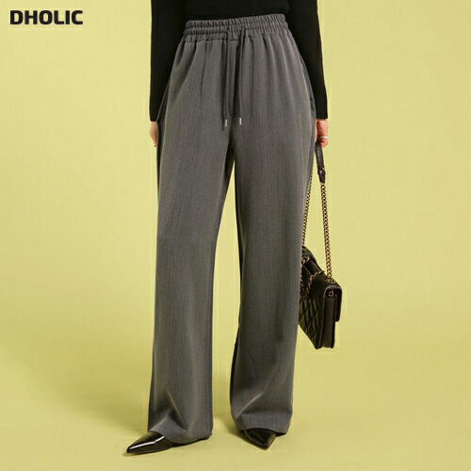 ヘリンボーンストリングワイドパンツ・t71855 レディース 【pt】ボトムス ロング ロングパンツ スラックス ワイド ストレート フルレングス ハイウエスト ヘリンボーン ロング丈 シンプル フェミニン カジュアル 秋 冬 春 韓国ファッション