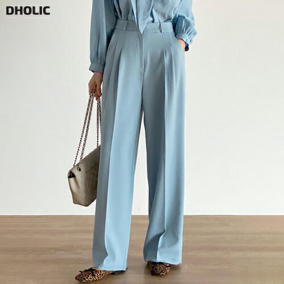 ツータックワイドスラックス・t71853 レディース 【pt】ボトムス ロング ロングパンツ スラックス ツータック センタープレス ストレート ワイド フルレングス ハイウエスト ロング丈 シンプル フェミニン カジュアル 秋 冬 春 韓国ファッション