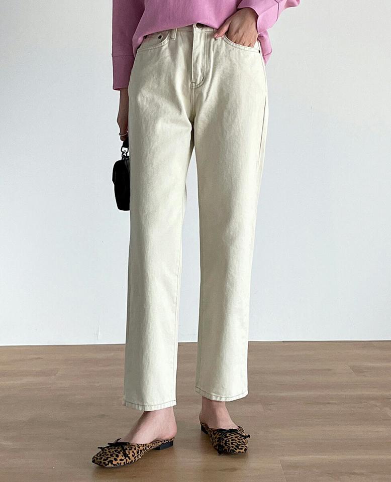 コットンストレートパンツ・t71849 レディース 【pt】ボトムス ロング ロングパンツ ステッチ ストレート ハイウエスト 綿 コットン ロング丈 無地 単色 ベーシック シンプル フェミニン カジュアル 秋 冬 春 韓国ファッション