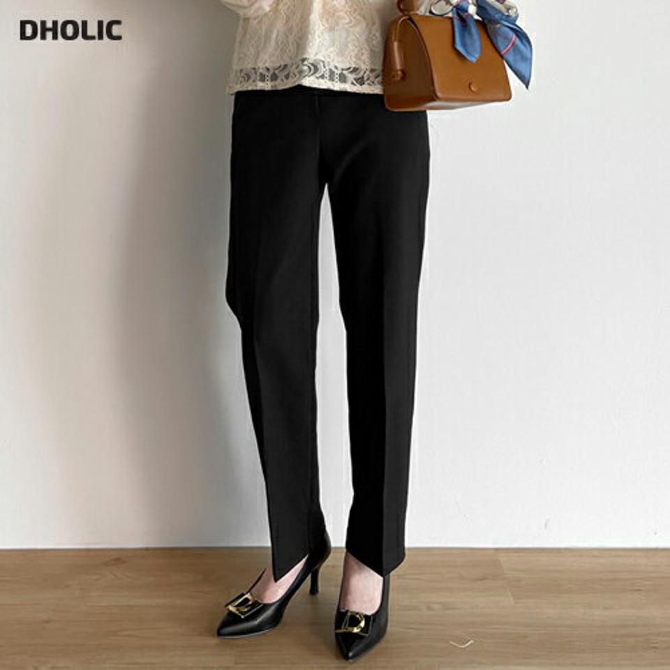 バックゴムストレートスラックス・t00398 レディース 【pt】ボトムス ロング ロングパンツ スラックス スリム ストレート ヒップダーツ センタープレス ロング丈 無地 単色 シンプル フェミニン カジュアル 秋 冬 春 韓国ファッション