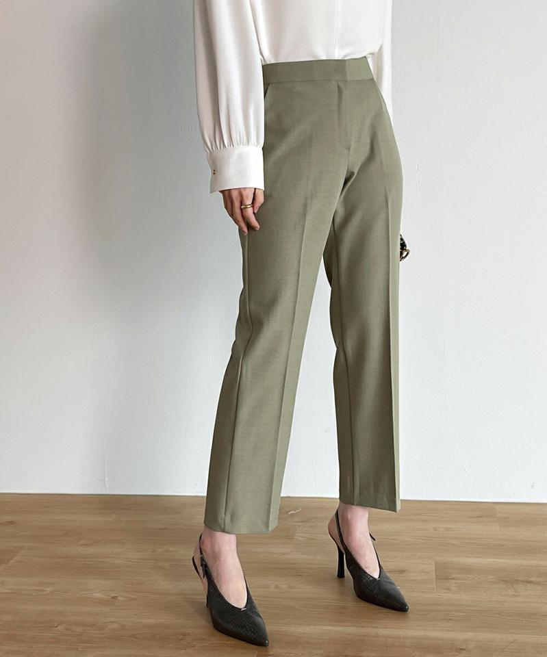 バックゴムストレートスラックス・t00398 レディース 【pt】ボトムス ロング ロングパンツ スラックス スリム ストレート ヒップダーツ センタープレス ロング丈 無地 単色 シンプル フェミニン カジュアル 秋 冬 春 韓国ファッション