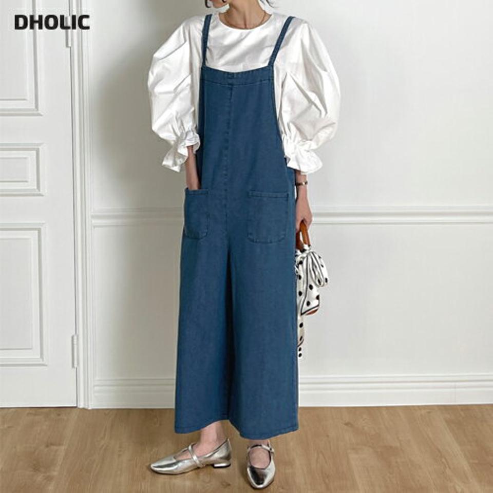 ツーポケットデニムオールインワン・t00395 レディース 【pt】オールインワン パンツ ロング ロング丈 スクエアネック ノースリーブ キャミソール ワイド デニム生地 シンプル カジュアル フェミニン 可愛い かわいい 秋 冬 春 韓国ファッション