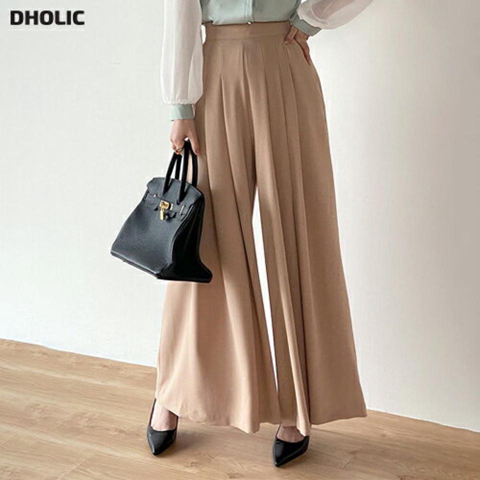 イージータックフレアパンツ・b00377 レディース 【pt】ボトムス ロング ロングパンツ フルレングス ハイウエスト フレア タック バックシャーリングゴム ロング丈 無地 単色 シンプル フェミニン カジュアル 秋 冬 春 韓国ファッション