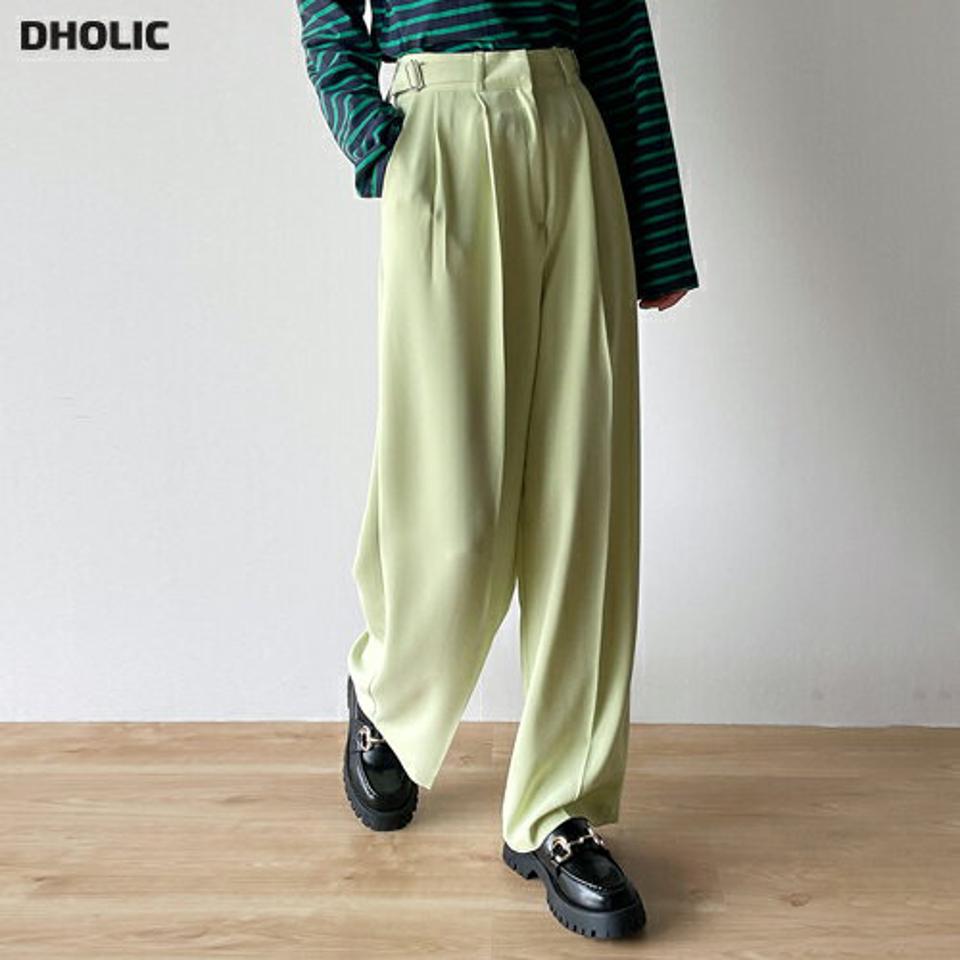 ツータックベルトスラックス・t00373 レディース 【pt】ボトムス ロング ロングパンツ スラックス ツータック フルレングス ワイド ストレート ハイウエスト ロング丈 無地 単色 シンプル フェミニン カジュアル 秋 冬 春 韓国ファッション