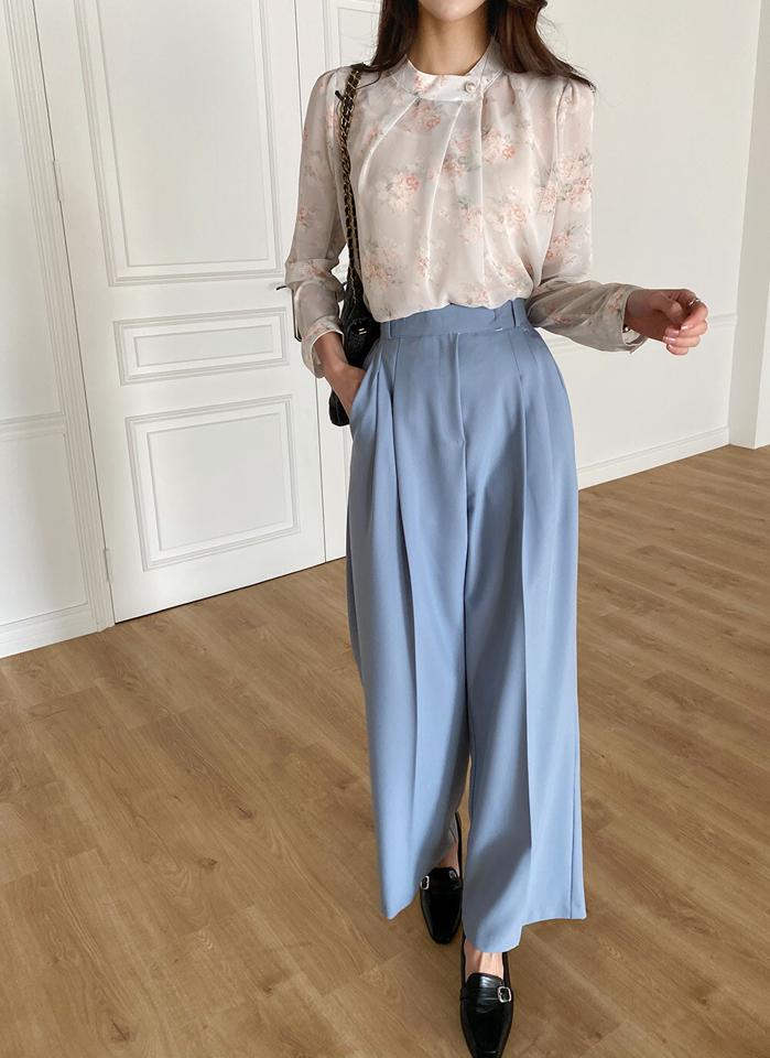 ツータックワイドスラックス・t00725 レディース 【pt】ボトムス ロング ロングパンツ スラックス ワイド ストレート ツータック ハイウエスト フルレングス センタープレス ロング丈 シンプル フェミニン カジュアル 秋 冬 春 韓国ファッション