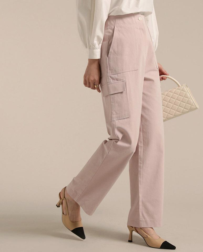 【送料無料】アウトポケットカーゴパンツ・t00441 レディース 【pt】ボトムス ロング ロングパンツ カーゴパンツ アウトポケット ハイウエスト ストレート フルレングス コットン 綿 ロング丈 シンプル フェミニン カジュアル 秋 冬 春 韓国ファッション