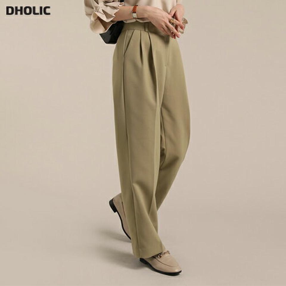 タックイージースラックス・t00437 レディース 【pt】ボトムス ロング ロングパンツ スラックス ツータック センタープレス ハイウエスト ワイド ストレート ロング丈 無地 単色 シンプル フェミニン カジュアル 秋 冬 春 韓国ファッション