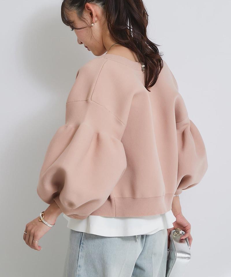 【再販決定！・前後2WAY】パールぽわんとスリーブニットカーディガン