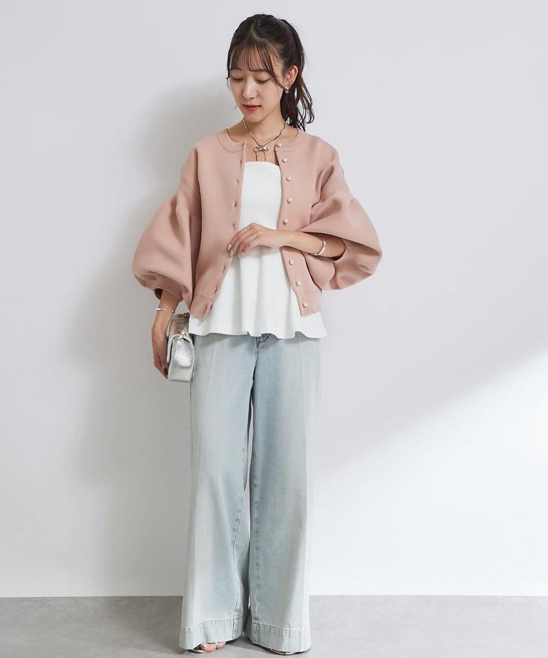 【再販決定！・前後2WAY】パールぽわんとスリーブニットカーディガン