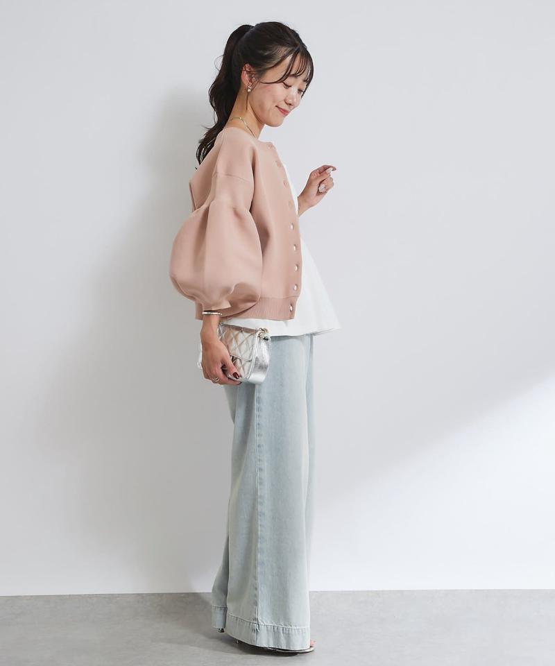 【再販決定！・前後2WAY】パールぽわんとスリーブニットカーディガン