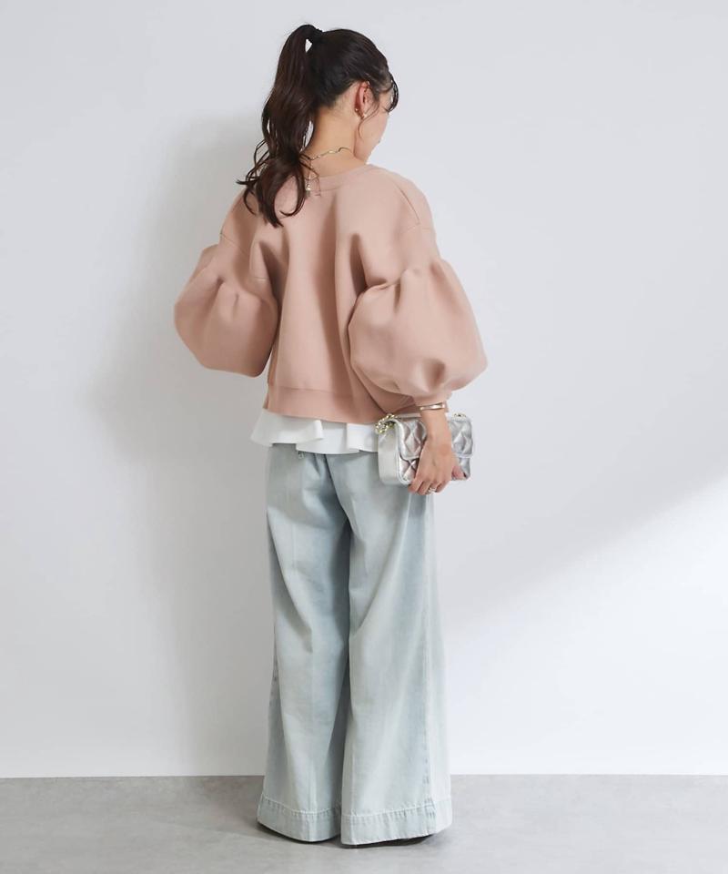 【再販決定！・前後2WAY】パールぽわんとスリーブニットカーディガン