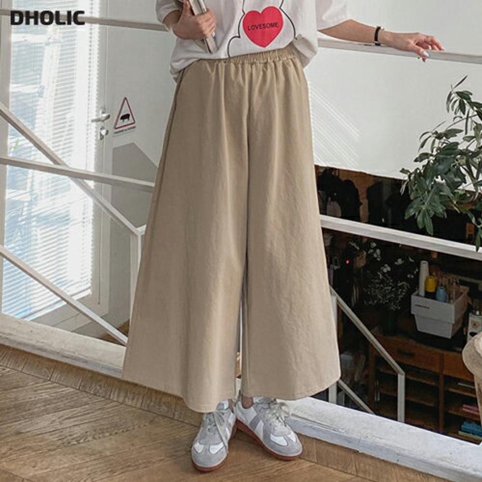 コットンワイドフレアパンツ・p003084 レディース 【pt】 韓国ファッション ボトムス パンツ ロング丈 ハイウエスト ウエストゴム コットン 綿100 ワイド フレア 無地 シンプル ベーシック 大人カジュアル デイリー 春 夏 カジュアル MKT