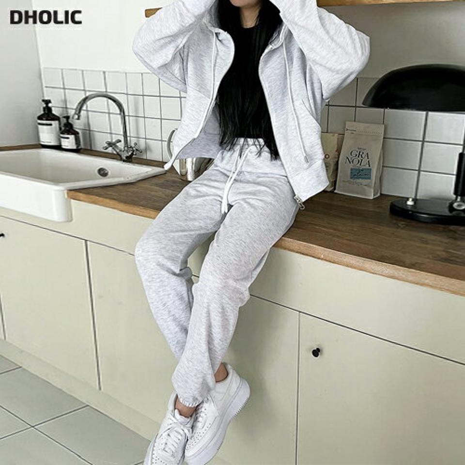 【送料無料】コットンパーカー&ジョガーパンツSET・p003052 レディース 【pt】 韓国ファッション セットアップ パーカー フード ストリング ダブルジップ 長袖 コットン パンツ ジョガー ロング丈 ストリート 無地 ゆったり デイリー 運動 春 夏 MKT