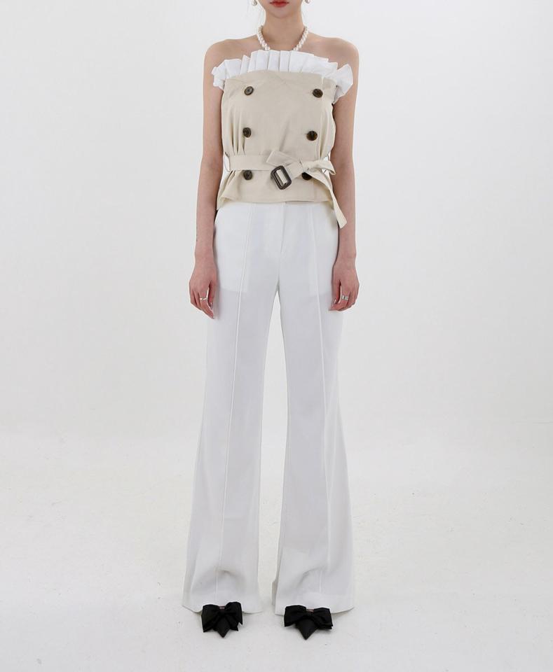 【送料無料】フレアロングスラックス・p003051 レディース 【pt】 韓国ファッション ボトムス パンツ スラックス ロング丈 フルレングス ハイウエスト センターライン フレア ブーツカット 薄手 無地 お出かけ 大人カジュアル 春 夏 カジュアル MKT