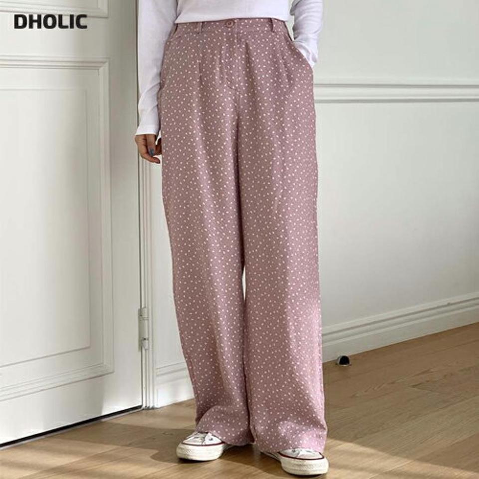 【マラソン特価】小花柄イージーワイドパンツ・p003003 レディース 【pt】 韓国ファッション ボトムス パンツ ロングパンツ コットンパンツ コットン100 綿100 ハイウエスト ワイド 幅広 パターン 柄 フルレングス 10分丈 くすみ色 くすみカラー カジュアル 春 秋 MKT セール