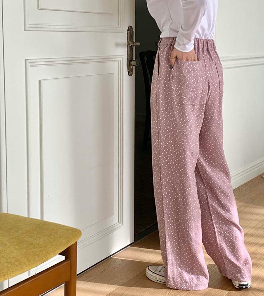 【マラソン特価】小花柄イージーワイドパンツ・p003003 レディース 【pt】 韓国ファッション ボトムス パンツ ロングパンツ コットンパンツ コットン100 綿100 ハイウエスト ワイド 幅広 パターン 柄 フルレングス 10分丈 くすみ色 くすみカラー カジュアル 春 秋 MKT セール