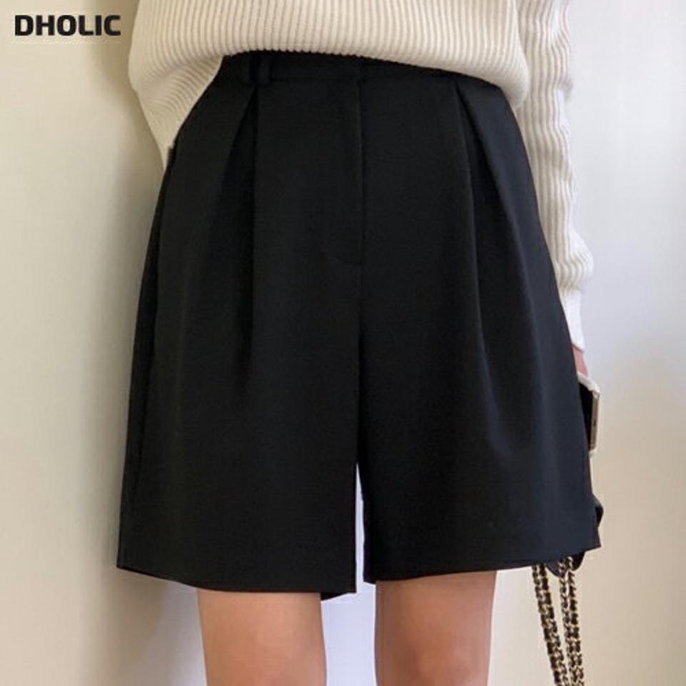 ダブルループハーフパンツ・p002866 レディース 【pt】 韓国ファッション ボトムス パンツ ハーフパンツ 半ズボン ハイウエスト ダブルループ タック ワイド 台形 無地 シンプル ベーシック デイリー 大人カジュアル 春 夏 カジュアル MKT