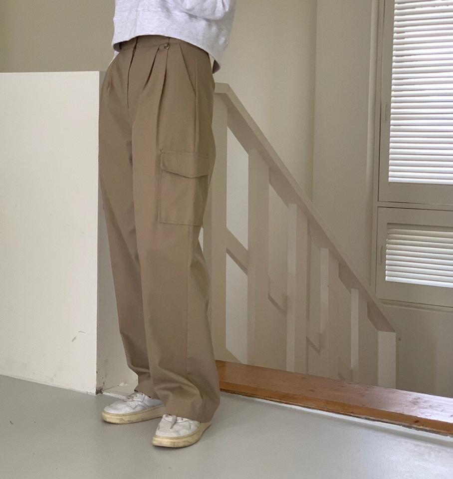 リングコットンカーゴパンツ・p002840 レディース 【pt】 韓国ファッション ボトムス パンツ ロング丈 フルレングス ハイウエスト カーゴパンツ リング コットン 綿100 ワイド 無地 シンプル 大人カジュアル デイリー カジュアル MKT