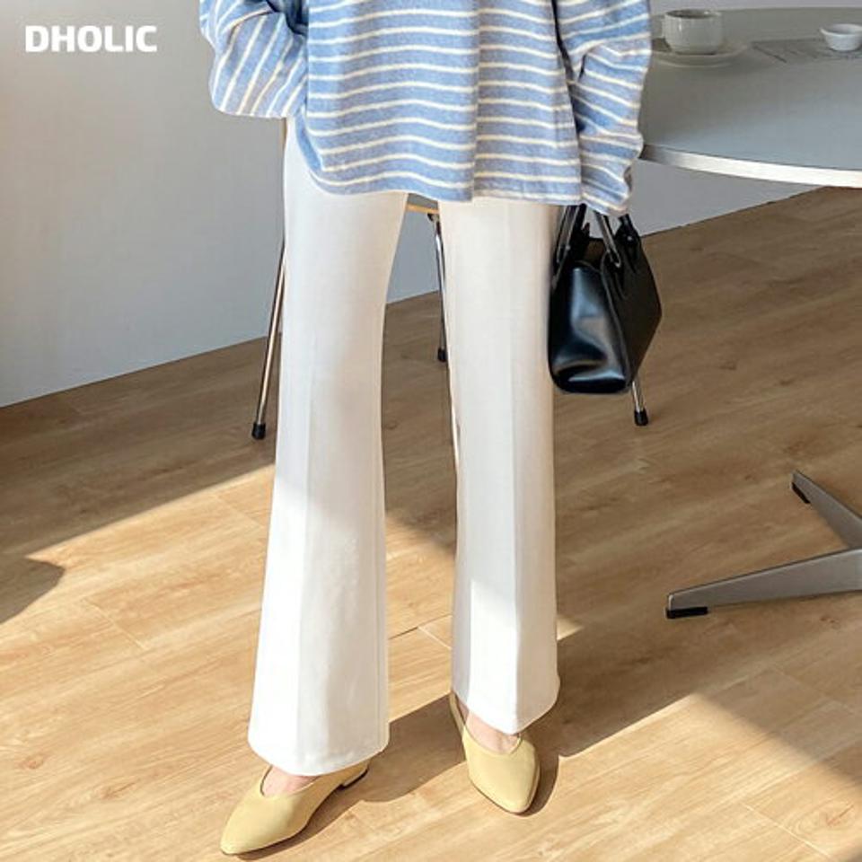 センタープレスイージーフレアスラックス・t71920 レディース 【pt】ボトムス ロング ロングパンツ センタープレス ダーツ スリム フレア ウエスト内側ゴム ロング丈 無地 単色 ベーシック シンプル フェミニン カジュアル 春 秋 韓国ファッション