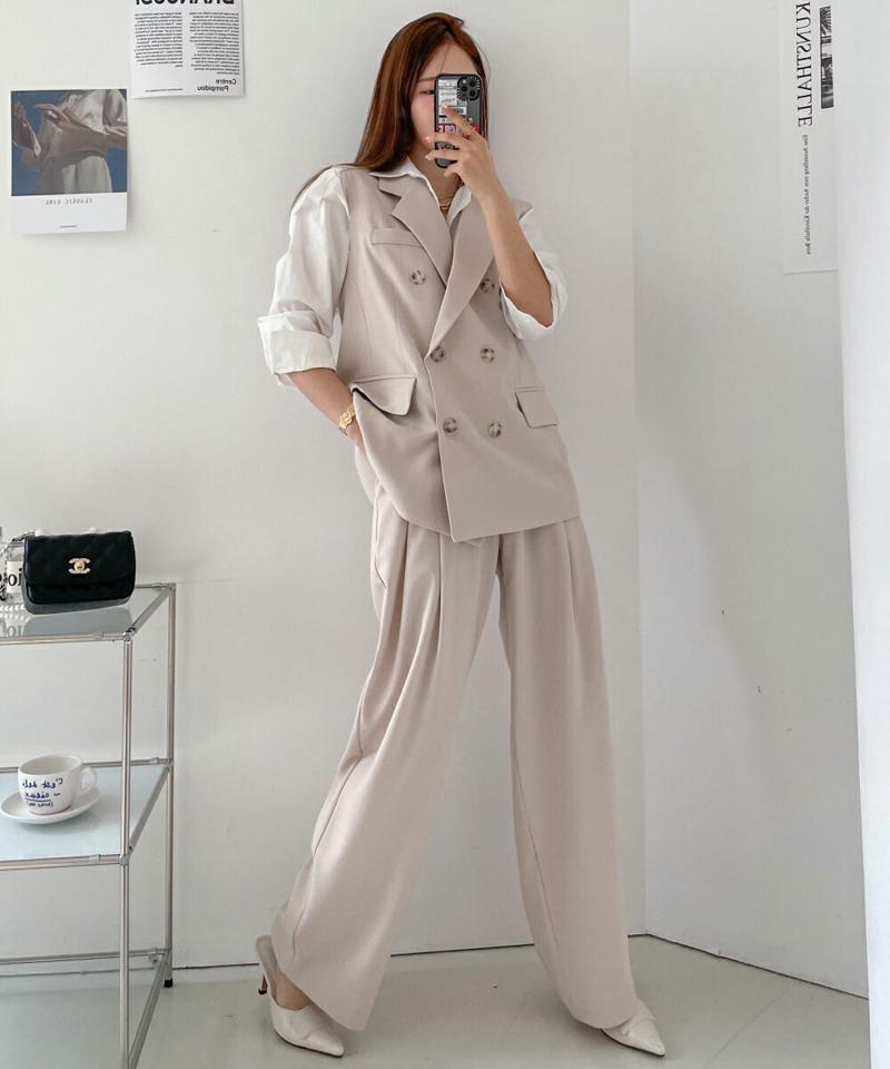 ツータックワイドスラックス・p002749 レディース 【pt】パンツ ロング丈 スラックス 単色 無地 シンプル ベーシック ツータック ワイド フルレングス パステル 春 夏 秋 冬 オフィスカジュアル 大人 きれいめ OL 韓国ファッション MKT