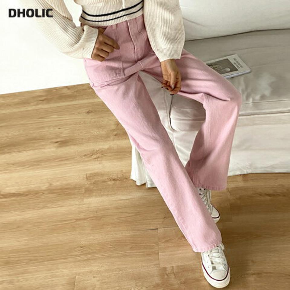 ピグメントポケットワイドパンツ・t00299 レディース 【pt】ボトムス ロング ロングパンツ コットン 綿 ワイド ストレート フルレングス ハイウエスト ロング丈 カラーパンツ 無地 単色 シンプル フェミニン カジュアル 秋 冬 春 韓国ファッション