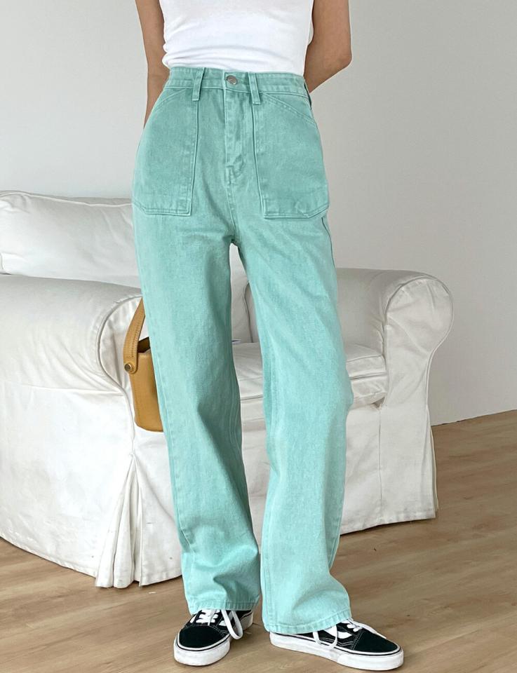 ピグメントポケットワイドパンツ・t00299 レディース 【pt】ボトムス ロング ロングパンツ コットン 綿 ワイド ストレート フルレングス ハイウエスト ロング丈 カラーパンツ 無地 単色 シンプル フェミニン カジュアル 秋 冬 春 韓国ファッション