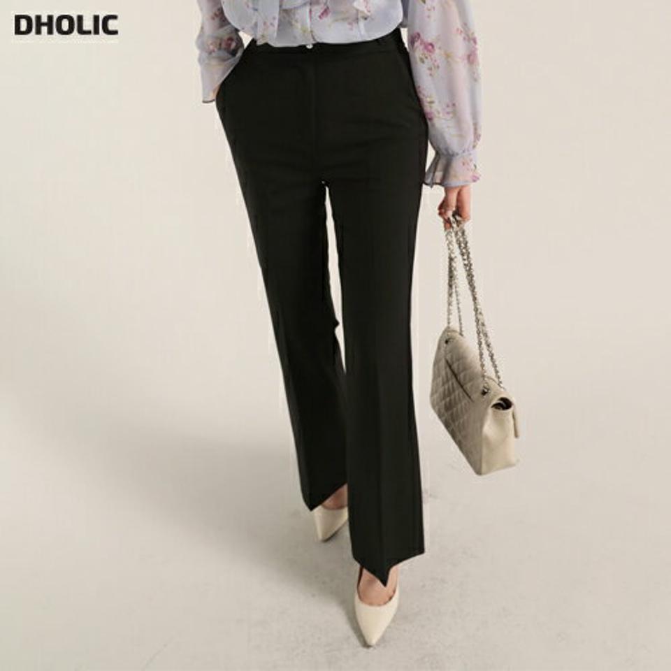 くるみツーボタンフレアスラックス・t00218 レディース 【pt】ボトムス ロング ロングパンツ スラックス センタープレス フレア くるみボタン ハイウエスト ロング丈 無地 単色 シンプル フェミニン カジュアル 秋 冬 春 韓国ファッション