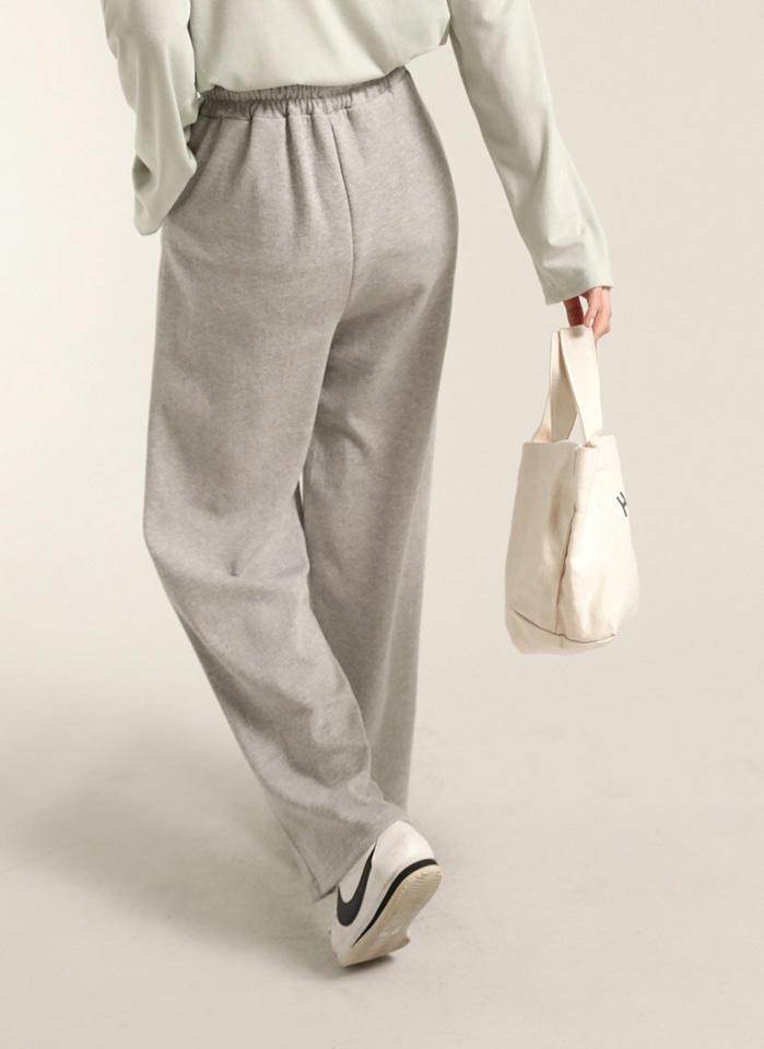 ストリング付スウェットワイドパンツ・t00219 レディース 【pt】ボトムス ロング ロングパンツ リブ ハイウエスト スウェット生地 ストレート ワイド ワンマイルウェア ロング丈 無地 単色 シンプル フェミニン カジュアル 秋 冬 春 韓国ファッション