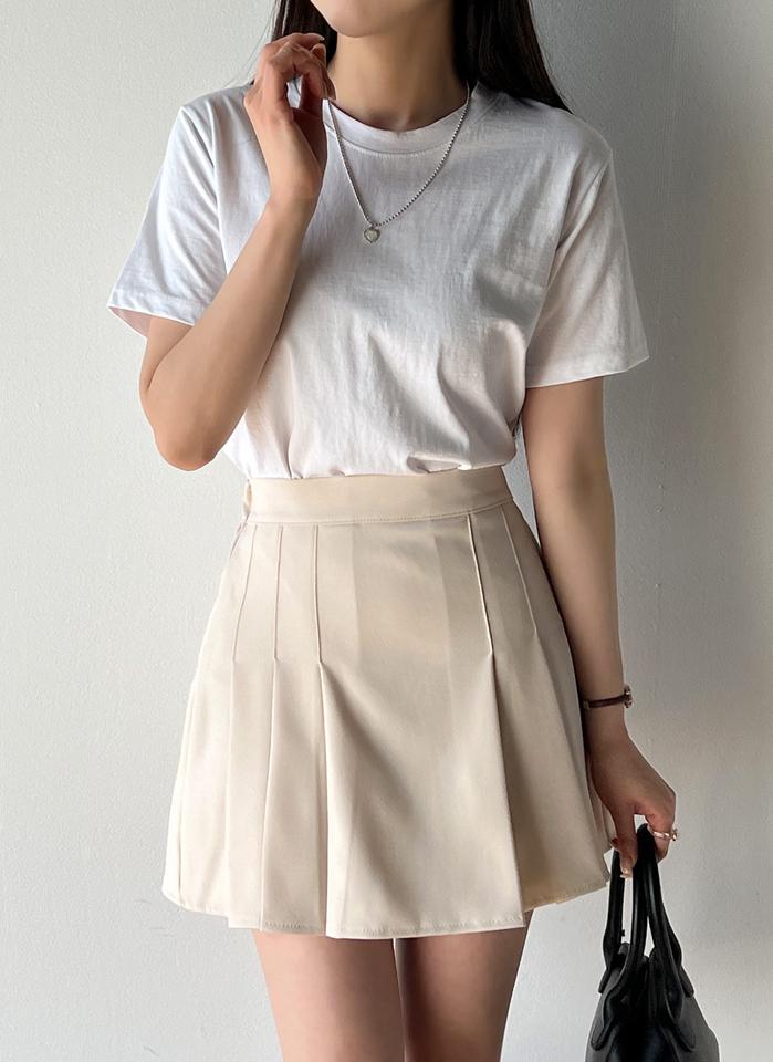 半袖ラウンドネックTシャツ・t00415 レディース 【tops】トップス Tシャツ ラウンドネック 半袖 コットン 綿 無地 単色 ベーシック シンプル フェミニン カジュアル かわいい 可愛い 秋 冬 春 韓国ファッション