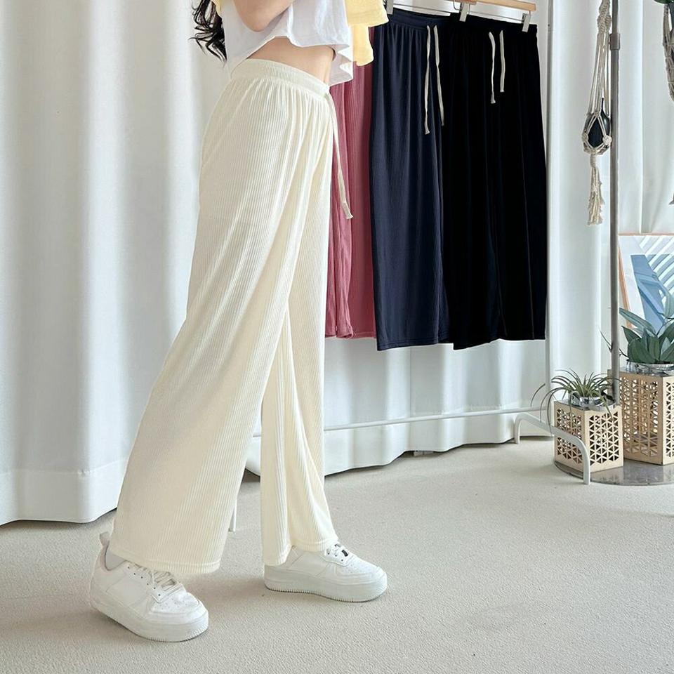 ドロストイージーリブワイドパンツ・p002887 レディース 【pt】パンツ ロング丈 ワイド 単色 無地 シンプル ベーシック ドロスト イージー ウエストゴム ワイド リブ 秋 冬 春 夏 カジュアル ラフ ゆったり 楽ちん 韓国ファッション MKT