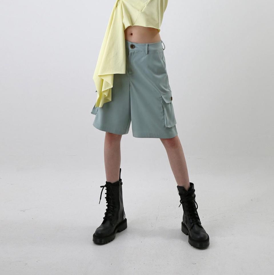 【送料無料】カーゴハーフパンツ・p003049 レディース 【pt】パンツ ハーフ丈 短パン 単色 無地 シンプル ベーシック カーゴ ハーフパンツ 春 夏 カジュアル ラフ パステル 韓国ファッション MKT