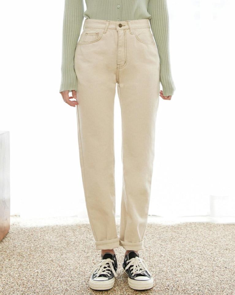 コットンストレートパンツ・p002861 レディース 【pt】 韓国ファッション ボトムス パンツ ロングパンツ コットン100 綿100 ハイウエスト ハイライズ 無地 ベーシック テーパード カジュアル 春 秋 MKT