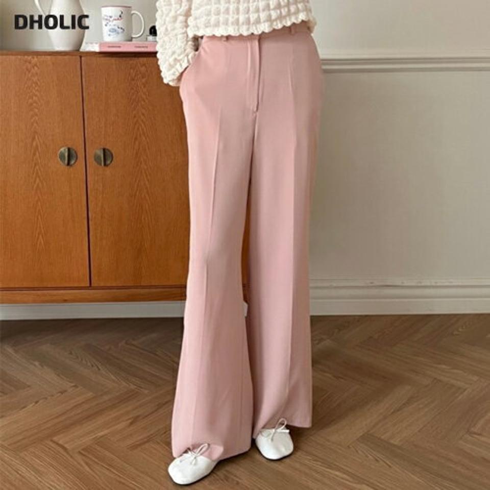 イージーワイドスラックス・p002873 レディース 【pt】 韓国ファッション ボトムス パンツ ワイド セミブーツカット セミフレア 無地 とろみ 仕事 オフィス 職場 無地 ピンク パステルカラー カジュアル 春 秋 MKT