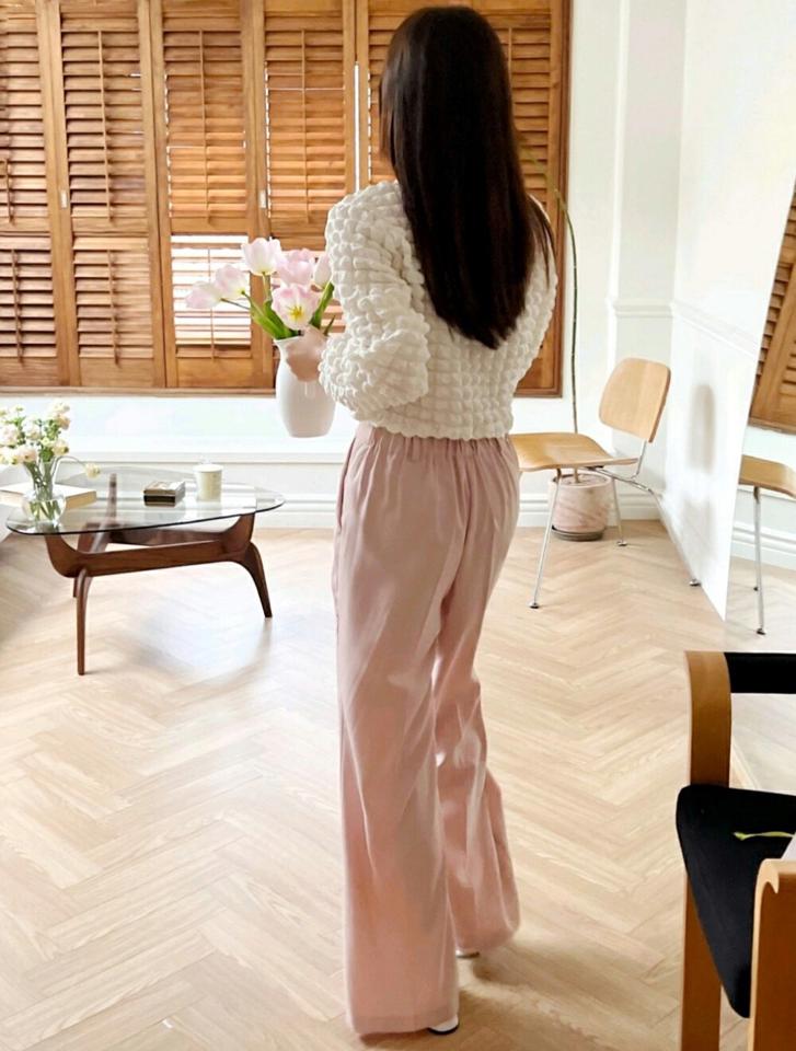 イージーワイドスラックス・p002873 レディース 【pt】 韓国ファッション ボトムス パンツ ワイド セミブーツカット セミフレア 無地 とろみ 仕事 オフィス 職場 無地 ピンク パステルカラー カジュアル 春 秋 MKT