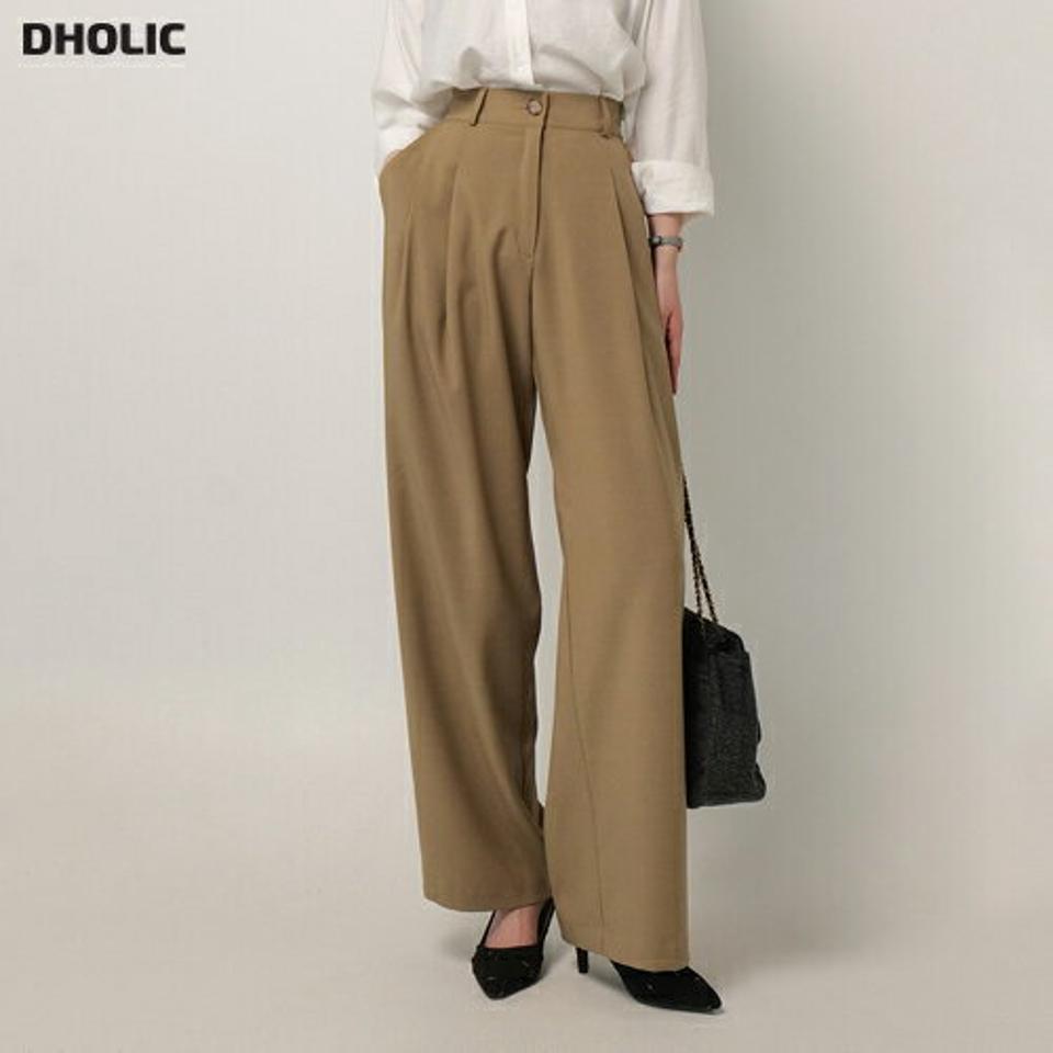 バックゴムタックスラックス・t00766 レディース 【pt】ボトムス ロング ロングパンツ スラックス ハイウエスト ワイド ストレート フルレングス ツータック ロング丈 無地 単色 シンプル フェミニン カジュアル 春 秋 韓国ファッション