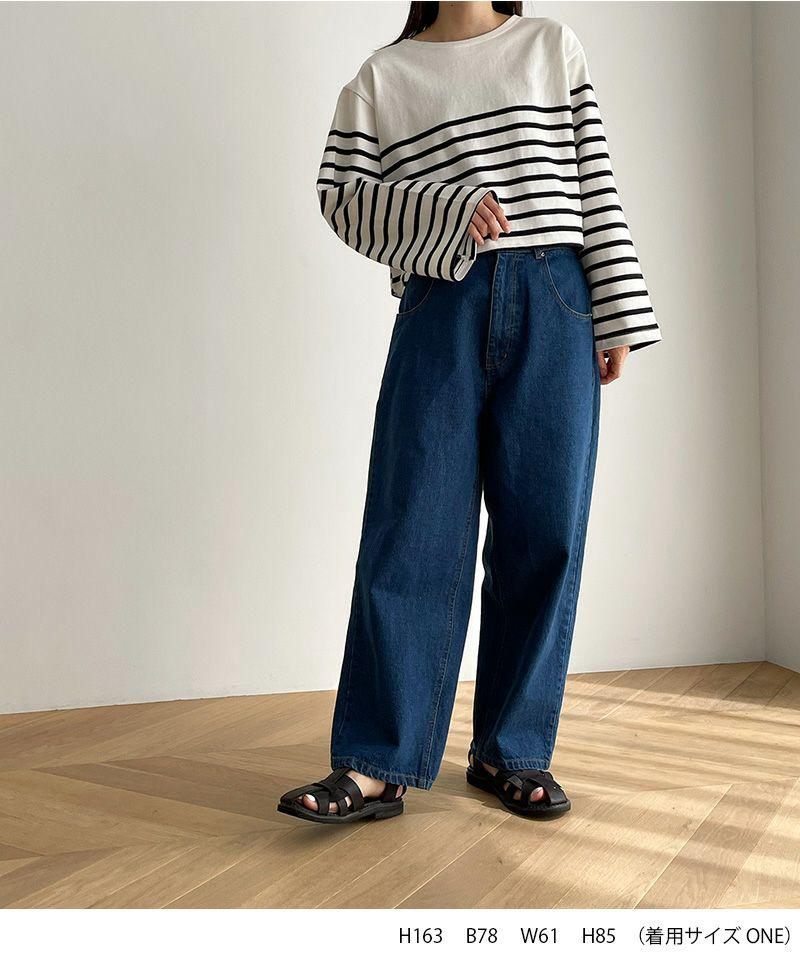 El mar(エルマール)パネルボーダークロップドロングTシャツ