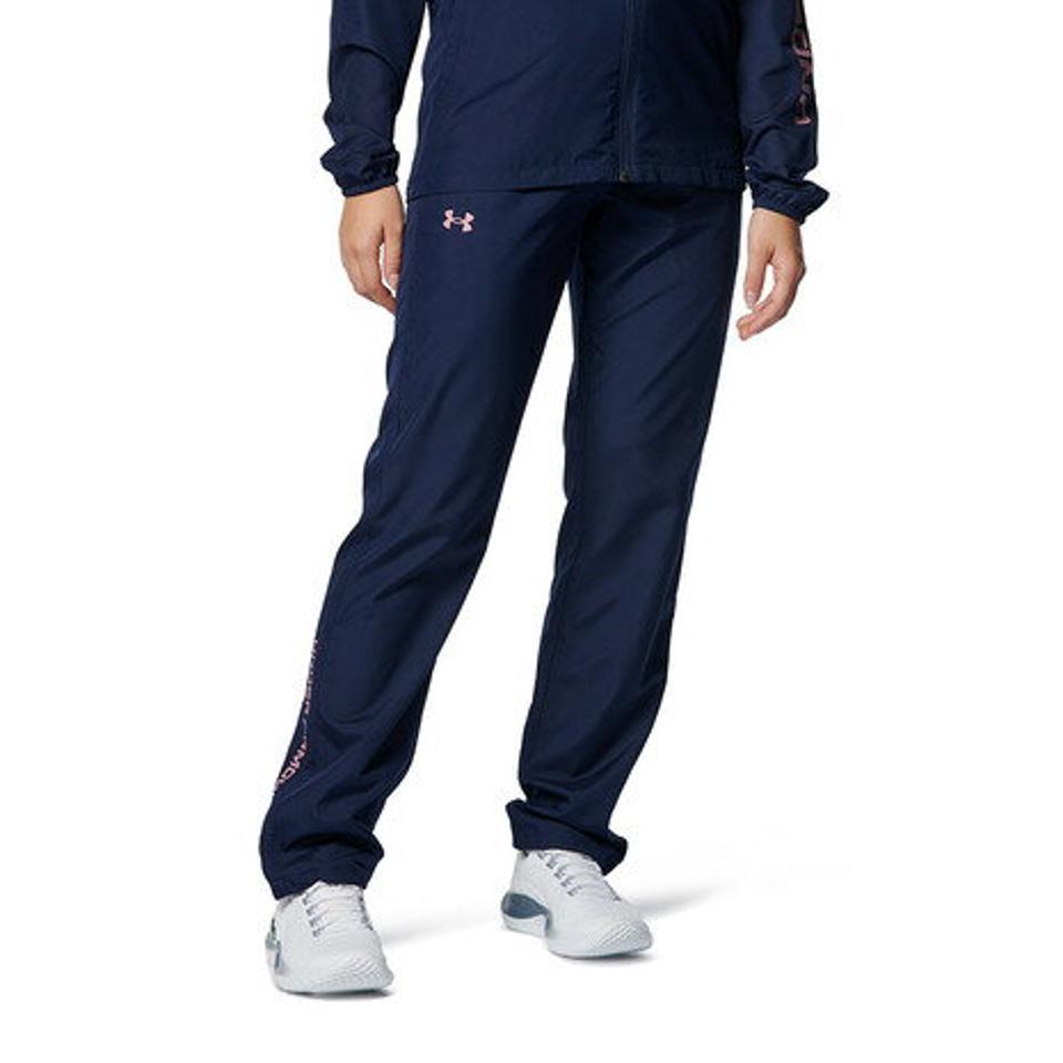 アンダーアーマー(UNDER ARMOUR)(レディース)撥水 軽量 ロングパンツ UAワードマーク ウーブン パンツ 1378323 410