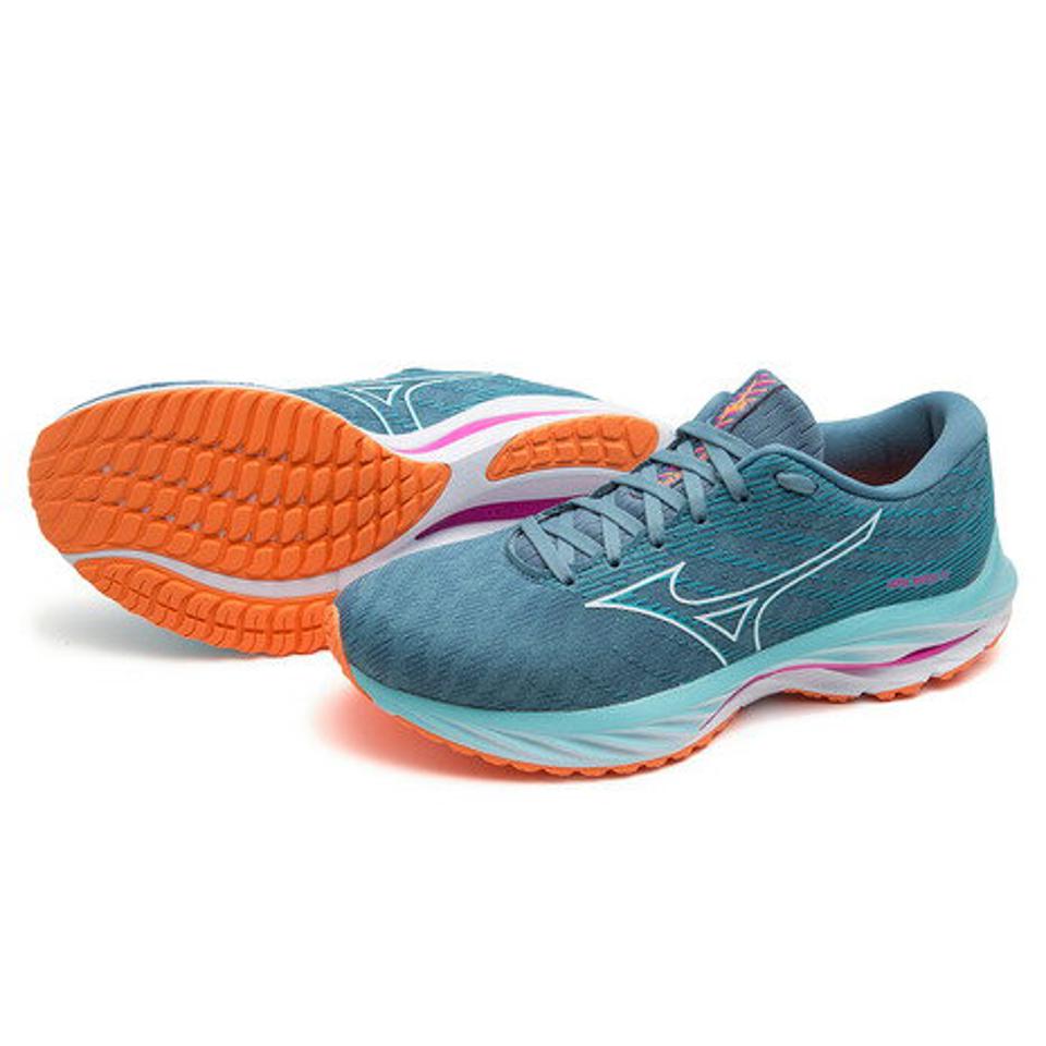 ミズノ（MIZUNO）（レディース）ランニングシューズ ウエーブ ライダー26 ブルー オレンジ J1GD220371 スニーカー ジョギング トレーニング