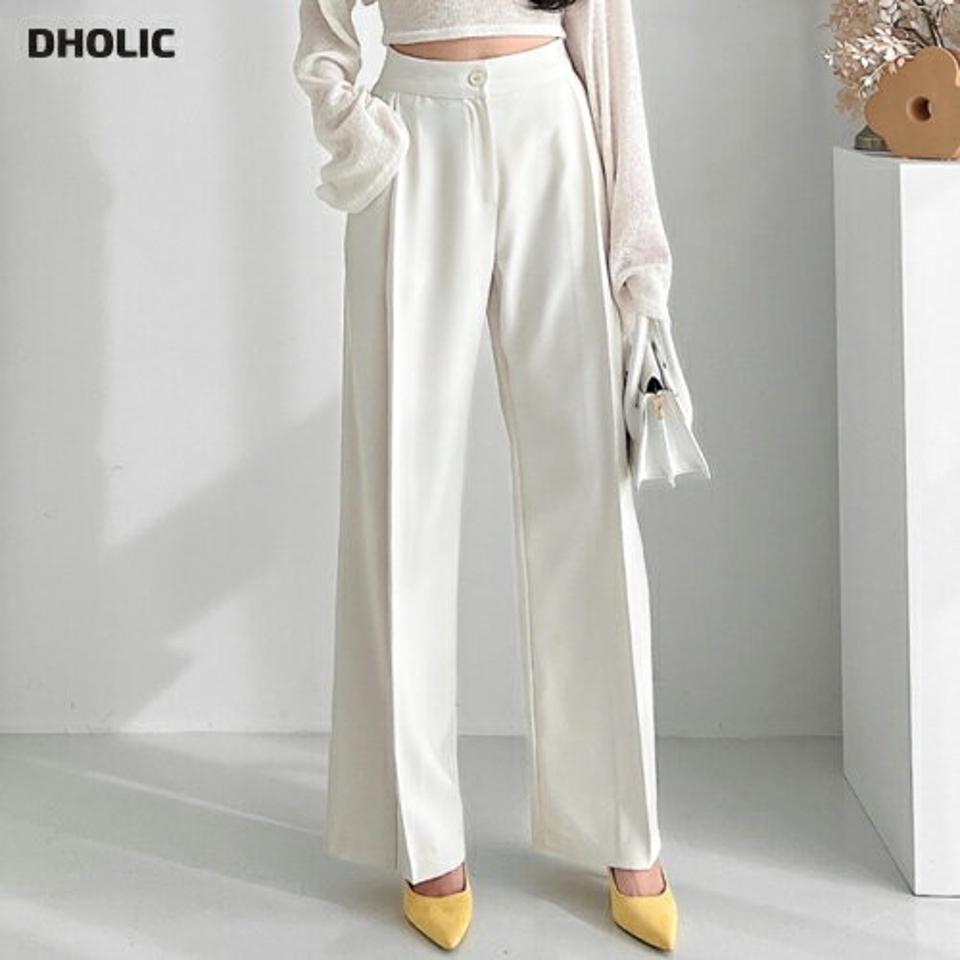 タックラインスラックス・p003190 レディース 【pt】 韓国ファッション ボトムス パンツ スラックス ロング丈 フルレングス ハイウエスト タックライン 伸縮 ワイド ストレート 無地 シンプル オフィスカジュアル 大人 春 カジュアル MKT