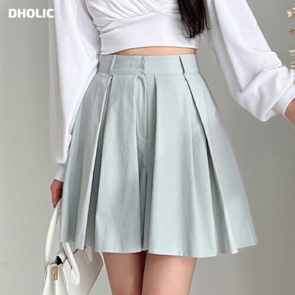 プリーツショートパンツ・p003189 レディース 【pt】 韓国ファッション ボトムス パンツ ショート丈 ハーフパンツ ミニ丈 ハイウエスト プリーツ Aライン ベルトループ コットン混 無地 パステル ラブリー 春 夏 カジュアル MKT