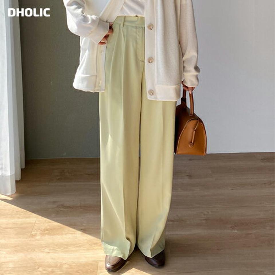 ウエストストラップワイドスラックス・t00336 レディース 【pt】ボトムス ロング ロングパンツ スラックス ツータック ワイド ストレート ハイウエスト フルレングス ロング丈 無地 単色 シンプル フェミニン カジュアル 春 秋 韓国ファッション