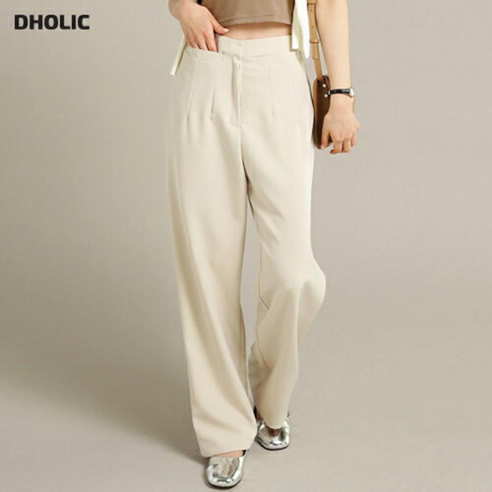 ダーツスラッシュポケットスラックス・t00439 レディース 【pt】ボトムス ロング ロングパンツ スラックス ハイウエスト フルレングス ストレート ダーツ ロング丈 無地 単色 シンプル フェミニン カジュアル 春 秋 韓国ファッション