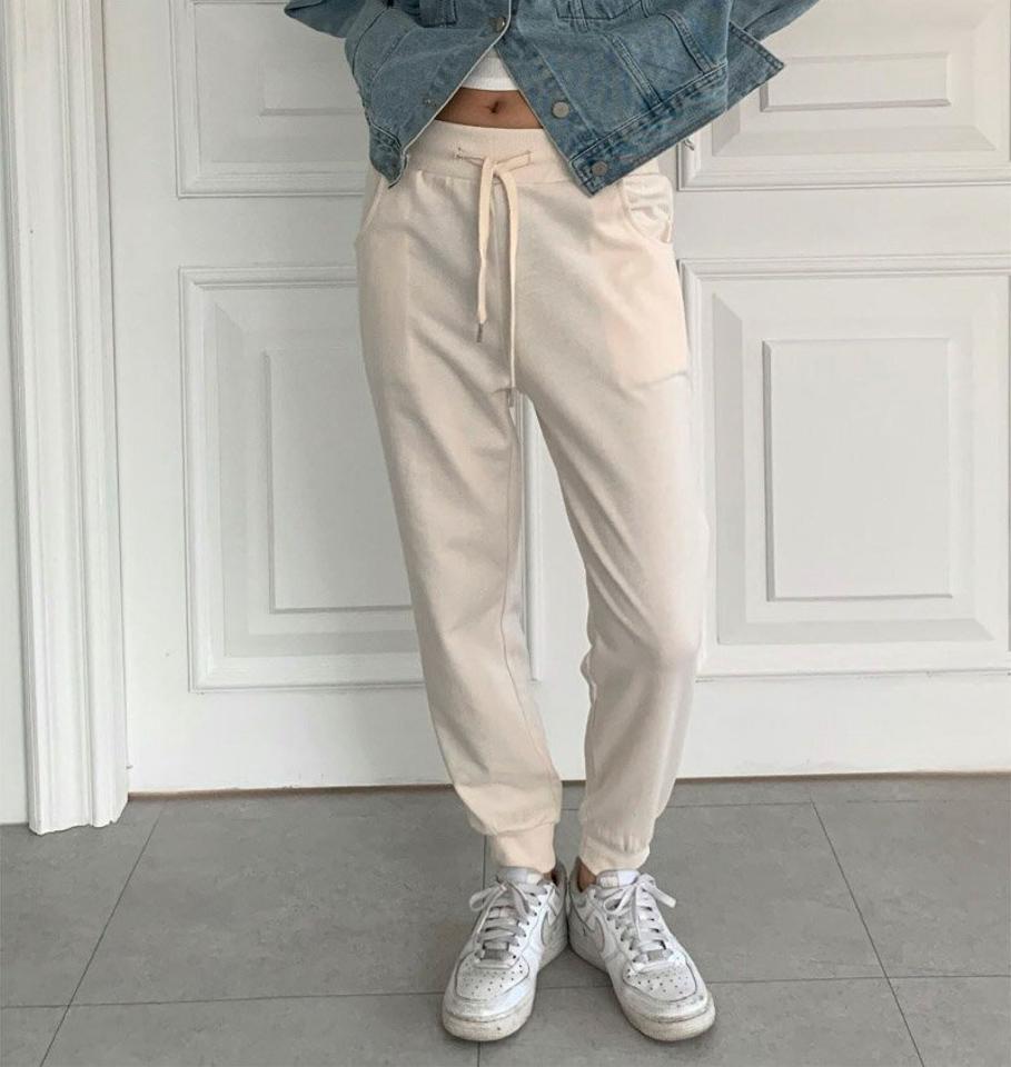 ウエストドロストジョガーパンツ・p003133 レディース 【pt】パンツ ロング丈 単色 無地 シンプル ベーシック ジョガーパンツ ドロスト 秋 冬 カジュアル ラフ 楽ちん スポーツ 運動 ジョギング 韓国ファッション MKT