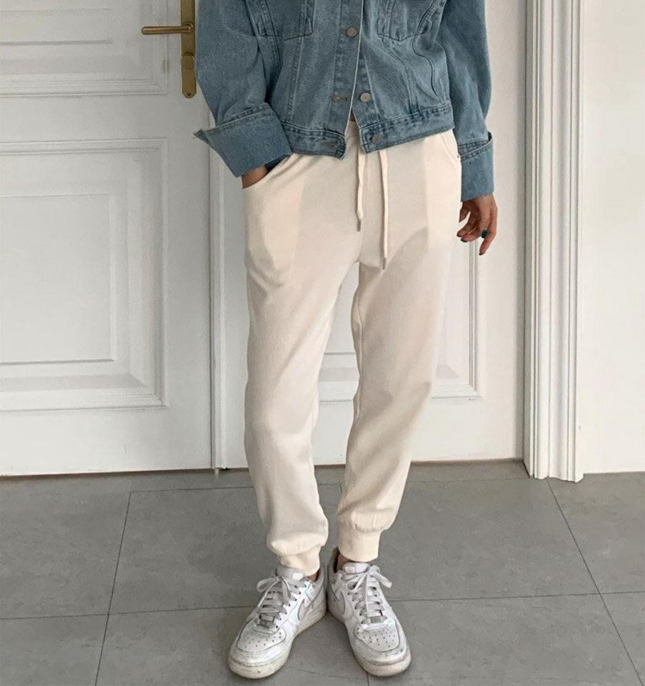 ウエストドロストジョガーパンツ・p003133 レディース 【pt】パンツ ロング丈 単色 無地 シンプル ベーシック ジョガーパンツ ドロスト 秋 冬 カジュアル ラフ 楽ちん スポーツ 運動 ジョギング 韓国ファッション MKT