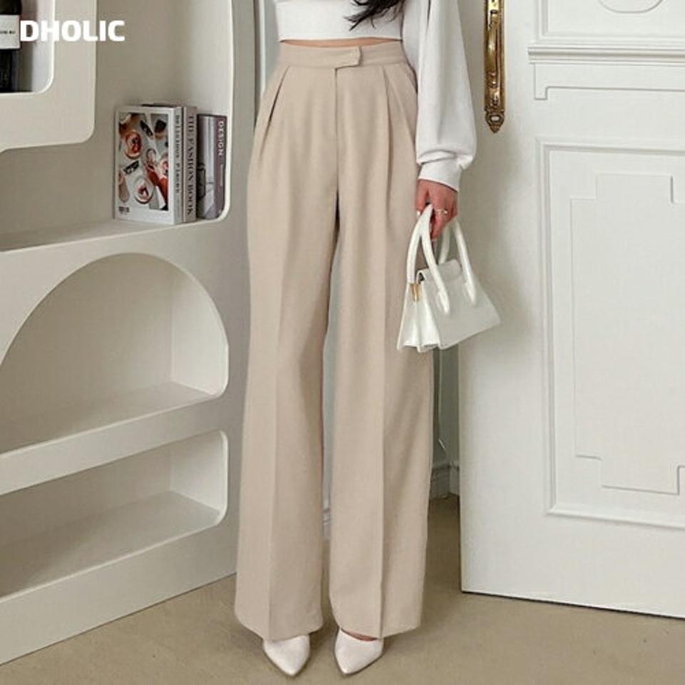 タックワイドスラックス・p003071 レディース 【pt】パンツ ロング丈 単色 無地 シンプル ベーシック スラックス ワイド タック ハイウエスト ストレート フルレングス 春 夏 秋 冬 オフィスカジュアル 大人 韓国ファッション MKT