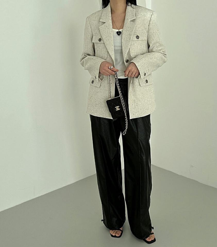 【送料無料】2WAYレザー調ドロストパンツ・p002796 レディース 【pt】パンツ ロング丈 ジョガーパンツ ストレート 2WAY ワイド 単色 無地 シンプル ベーシック レザー調 ウエストゴム 秋 冬 カジュアル ラフ モード 韓国ファッション MKT