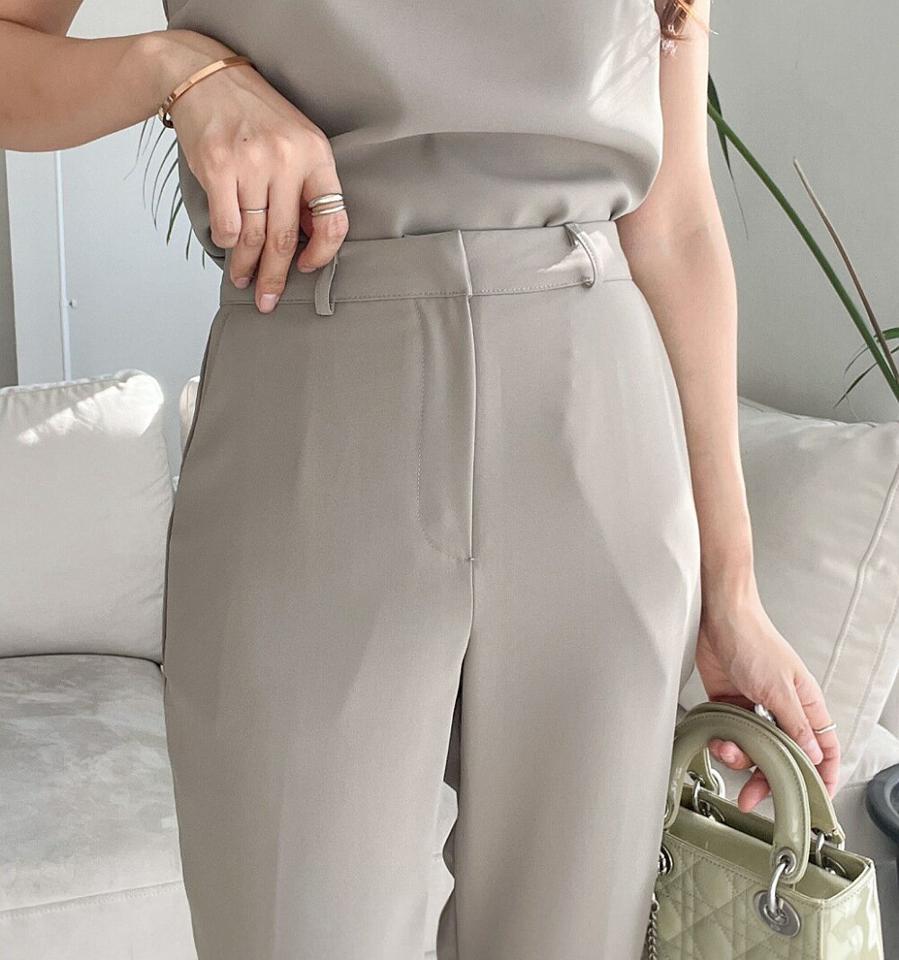 スリムストレートスラックス・p003148 レディース 【pt】パンツ ロング丈 スラックス 単色 無地 シンプル ベーシック スリム 細身 タイト ストレート ハイウエスト パステル オフィスカジュアル かわいい 可愛い 春 夏 秋 冬 韓国ファッション MKT