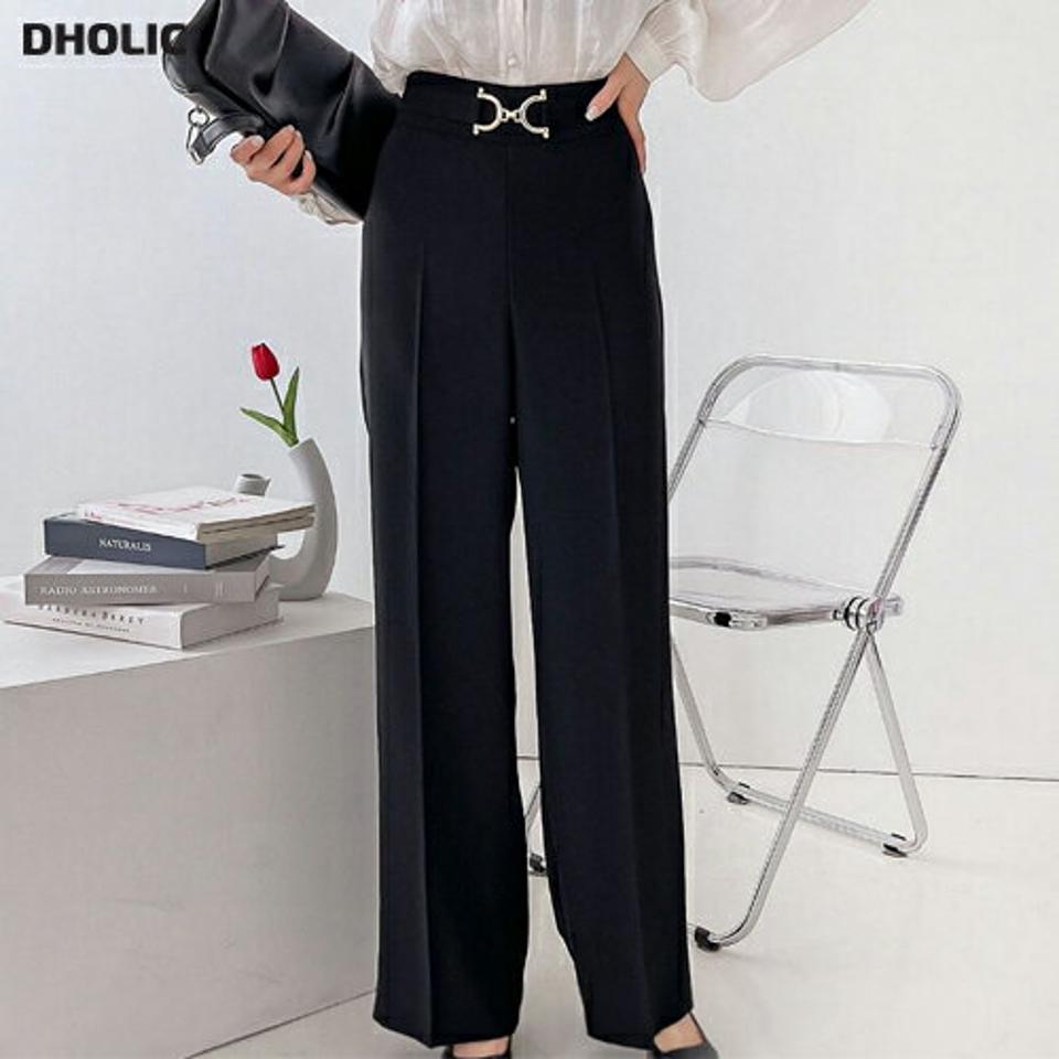 ビットストレートスラックス・p003137 レディース 【pt】パンツ ロング スラックス 単色 無地 シンプル ベーシック ストレート ワイド ベルト 秋 冬 オフィスカジュアル 大人 きれいめ 上品 ハイウエスト 韓国ファッション MKT