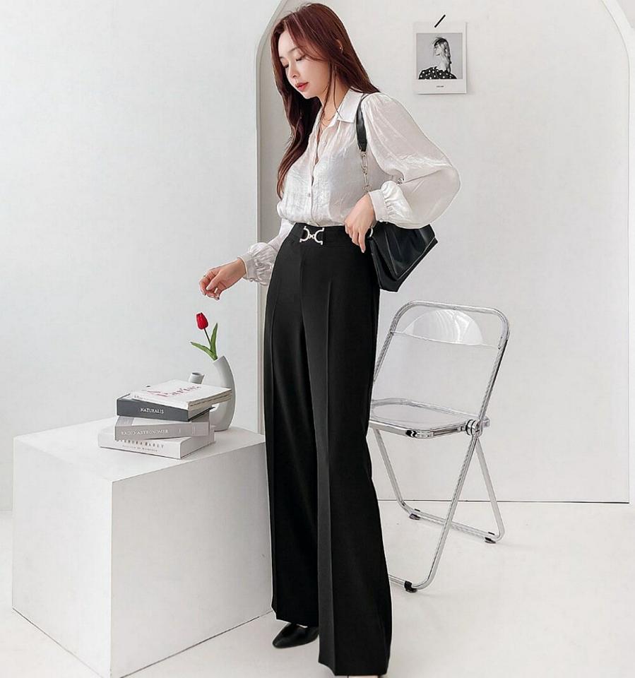 ビットストレートスラックス・p003137 レディース 【pt】パンツ ロング スラックス 単色 無地 シンプル ベーシック ストレート ワイド ベルト 秋 冬 オフィスカジュアル 大人 きれいめ 上品 ハイウエスト 韓国ファッション MKT