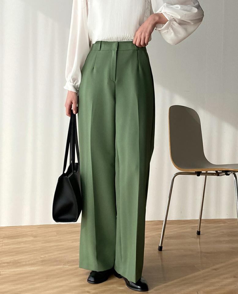 ダーツホックワイドスラックス・t00255 レディース 【pt】ボトムス ロング ロングパンツ スラックス ハイウエスト ストレート ワイド センタープレス ロング丈 無地 単色 ベーシック シンプル フェミニン カジュアル 春 秋 韓国ファッション